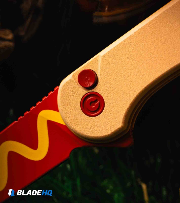 CIVIVI Wiener Warrior Elementum II Button Lock Knife G-10 (2.9" Red/Yellow)